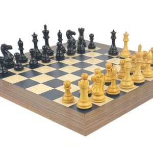 CHAMFERED BASE, ebonised | Black Poplar & Sycamore board with Walnut border (x large)