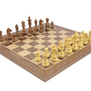 Wooden Chess Set In Box | Walnut & Oak | 50cm Board | Timeless Chess Pieces | Sheesham & Boxwood | 8.5cm King | SW43B50K