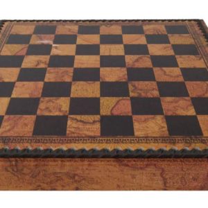 WORLD MAP ECOLEATHER | 3-in-1 Box | Chess, Backgammon & Checkers | 3.5cm Squares | 35cm Board | 219MAP